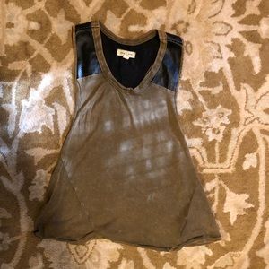Silence + Noise Forest Green Tank w/ Faux Leather